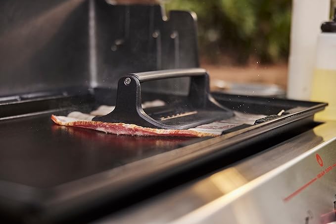 Weber Griddle Press – Heavy‑Duty Cast‑Iron Press for Bacon, Burgers & Paninis with Non-Stick Textured Surface