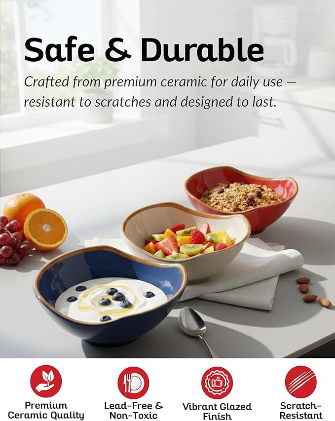 Boxiki Kitchen Ultra-Strong 6 Oz Melamine Dip Bowls Set, Small Bowl Soy Sauce Dish Set of 3, Condiment Server, Can be Used for Dessert, Ketchup, Vinegar, BBQ and Party Dinner