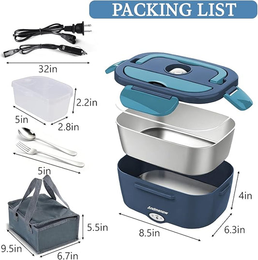 Heated Lunch Box,Electric Lunch Box for Adults- 1.5L Portable Food Warmer for Travel,On-the-Go,Office Use | Stylish,Spill & Dishwasher-Safe,Warming Soup & Meal,Men & Women's Gifts,Dark Blue