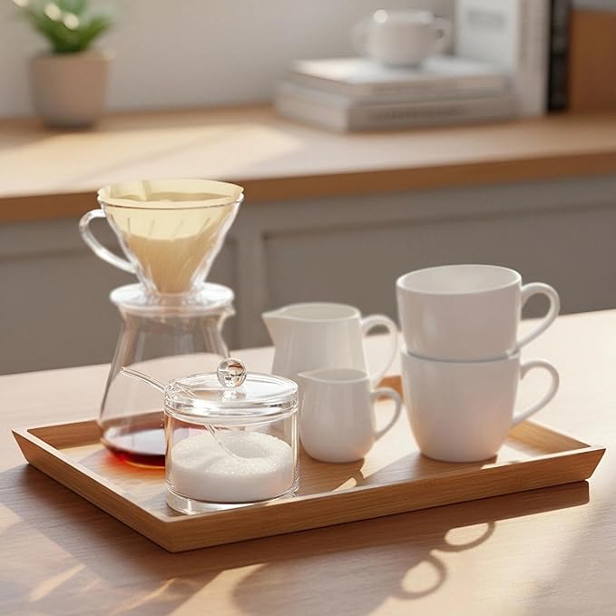 Sugar Bowl with Lid & Spoon, 8 Oz Acrylic Container Dishwasher Safe & Airtight, Perfect for Coffee, Tea, Cereal, and Kitchen Countertop Storage - Clear Canister Jar Dispenser