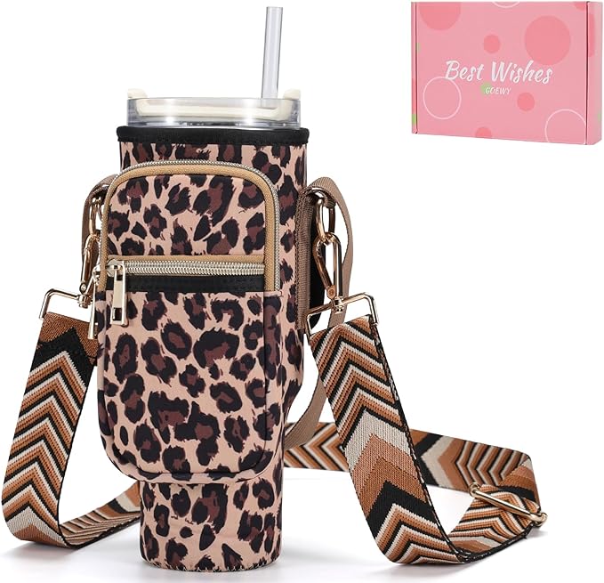 Water Bottle Carrier Bag for Stanley 40/30 oz Tumbler with Phone Pocket Neoprene Water Bottle Holder with Shoulder & Handheld Strap Stanley Cup Accessories