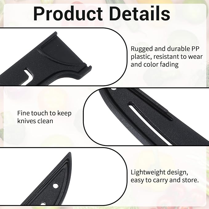 PP Safety Knife Cover Sleeves for 6" Boning Knife, 2 Pack Safety Cover Sleeves, Portable Knives Edge Guard Blade Protector for Kitchen Professional Japanese Fish Knives, Black