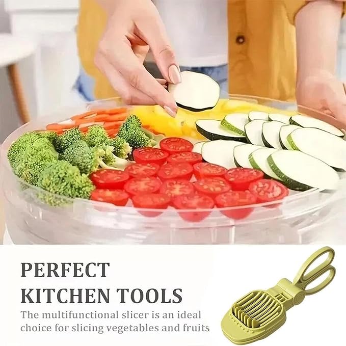Fruit Slicer, Strawberry, Banana, Kiwi Cutter, Egg Slicer for Hard Boiled Eggs, for Fruit Sausages, Cucumbers, Mushroom Cutter, Rapid & Safe Slicing Kitchen Gadgets (Black)