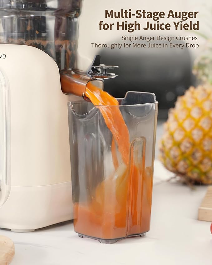 Zachvo Cold Press Juicer Machines, 5.8" Large Feed Chute Slow Masticating Juice Maker for Whole Vegetable and Fruit, Easy to Clean, 300W High Juice Yield - MP-802M (White)