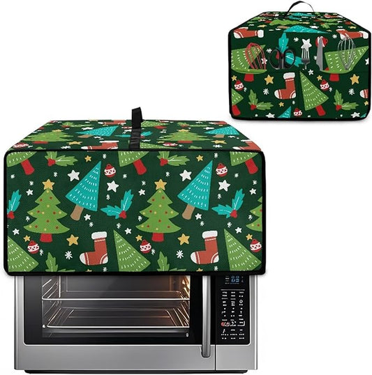 Doojoayie Christmas Tree Toaster Cover 4 Slice Decorative Toaster Oven Cover for Holiday Home Decor Universal Fit Kitchen Appliance Covers with Top Handle Belt, Easy to Storange