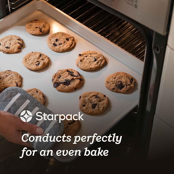 Starpack 'Bakers Gonna Bake' High Performance Nonstick Baking Sheet Pan Set of 2 - Heat Resistant Medium and Large Aluminum Baking Pan Set with Wire Rack for Baking Sheet - Heavy-Duty Baking Pans