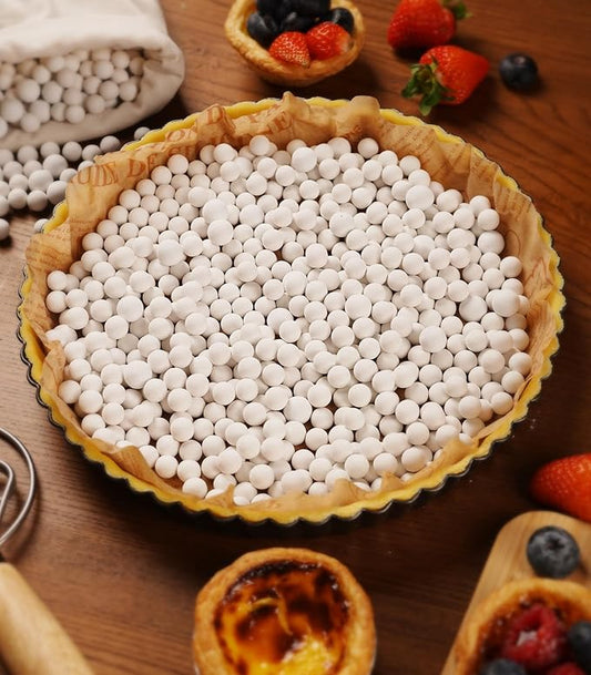 NINGOO Pie Weights for Baking Crust, 1.3LB Reusable Ceramic Pie Beans with Storage Box, Blind Bake Pie Weights, Pie Crust Weights, Pastry Tools for Baking
