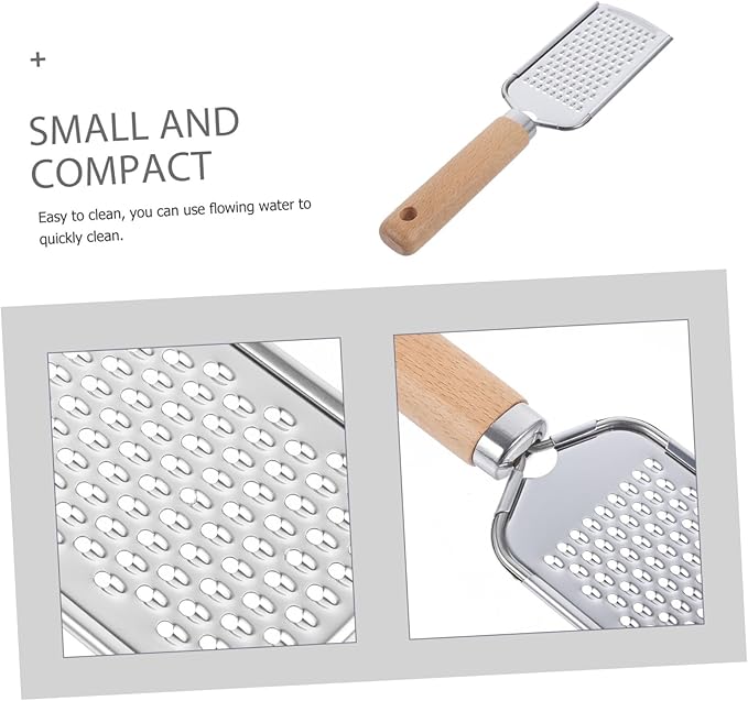 PRETYZOOM Stainless Steel Plane Grater and Zester Wooden Handle for Fruits and Vegetables Kitchen Gadget for Salad Preparation and Cooking