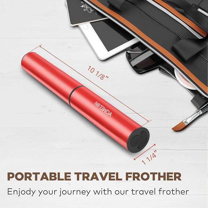 VOMELON Milk Frother, Rechargeable Battery Operated Frother for Coffee,Portable Drink Mixer with 2 Stainless Steel Whisk Heads,Milk Foamer for Keto Coffee, Latte, Cappuccino, Hot Chocolate,Rube Red