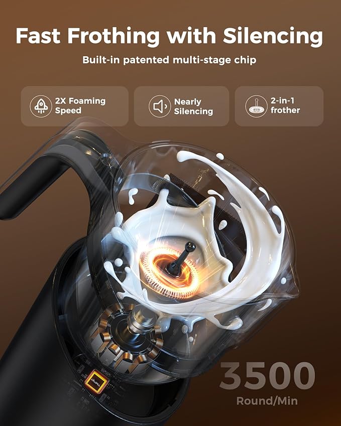 Milk Frother, COLDFILL 8-in-1 Milk Frother and Steamer, 400ml Large Capacity Hot & Cold Foam Milk Warmer, Frothers for Coffee with Heating Function, Quiet, Dishwasher Safe