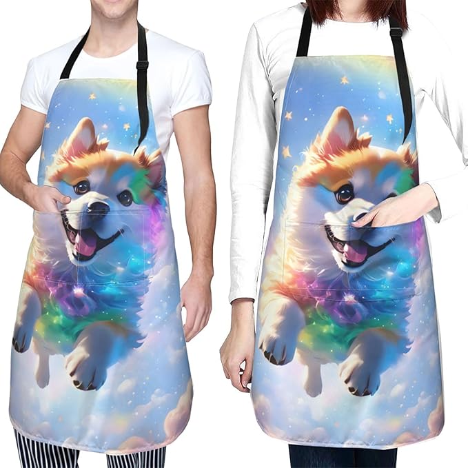 Apron with Pockets Aprons for Women Men Kitchen Chef Apron for Cooking Gardening Server Waitress Painting