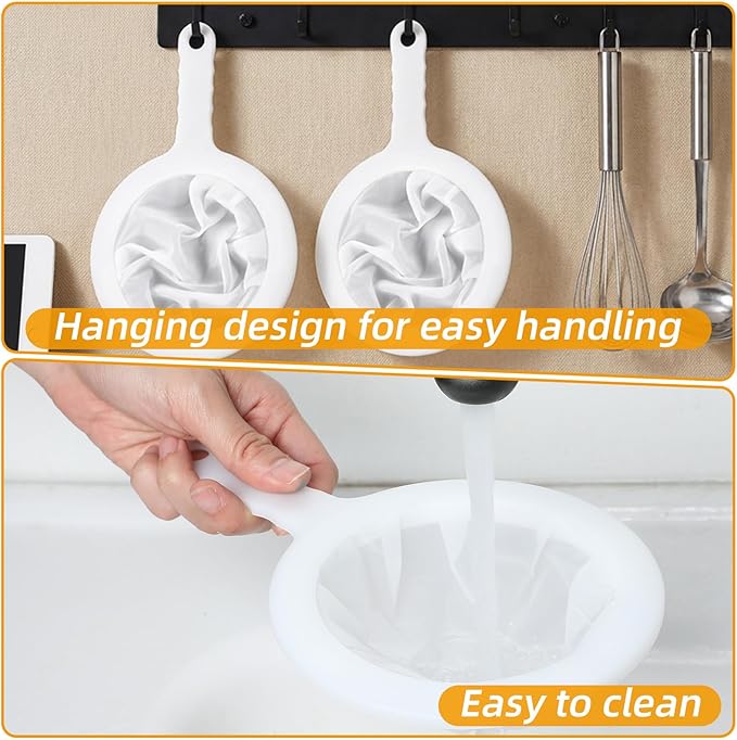 2 Pack Plastic Fine Mesh Strainer, Mesh Strainer with Handle 200&400Mesh Ultra Fine Plastic Sieve Small Kitchen Colander for Juice Yogurt Coffee Honey Milk Matcha