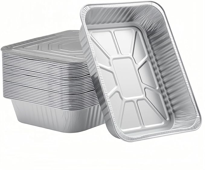 BondOnLum Disposable Aluminum Foil Pan, Family Size Baking Container, Deep Rectangular,9×13 Half Size,Tin Pans for Roasting,Catering,Picnic or Holiday needs (30 Pack w/Lids)