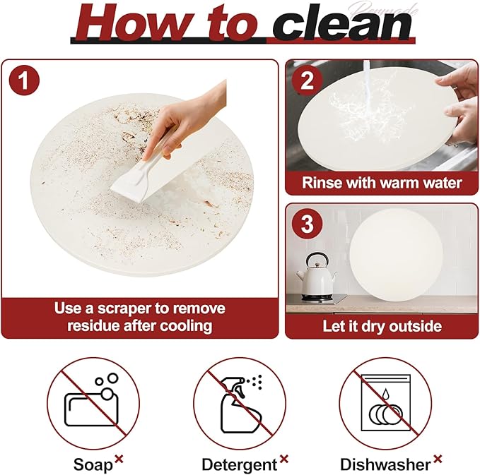 Permade Round Pizza Stone for Grill and Oven- 16 inch Baking Stone Heavy-Duty Cordierite Pizza Stone for Bread, Cookies, Heat Proof BBQ Grilling Cooking Stone for Making Crisp Crust Pizza (White)