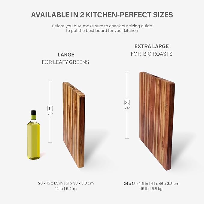 Teakhaus Cutting Board - Large (L) Wood Cutting Board with Grip Handles - Holiday Gift Ideas for Men and Women - Gift-Ready, Reversible, Edge Grain Wood, Knife Friendly - FSC Certified