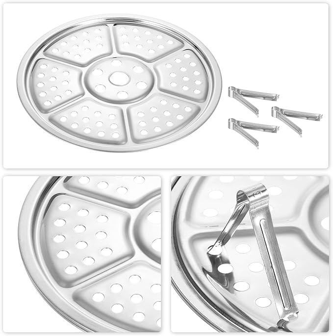 uxcell Stainless Steel Steamer Rack with Stand, 7.9 Inches Pot Steaming Tray for Steamer Cookware Instant Pressure Cooker, Silver Tone