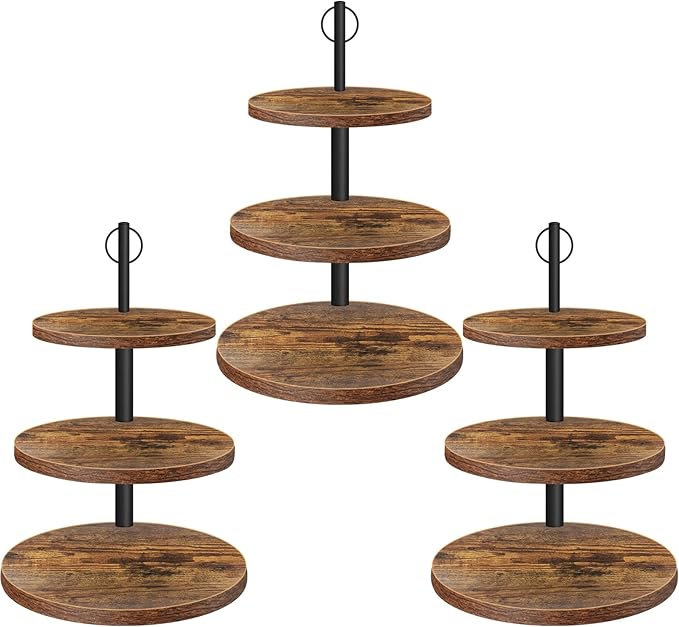 Cupcake Stand, 3 Tier Cupcake Stand Rustic Dessert Table Display Set Wood Cupcake Tower Cake Stand Tiered Tray Stand for Wedding Birthday Baby Shower 3 Pack