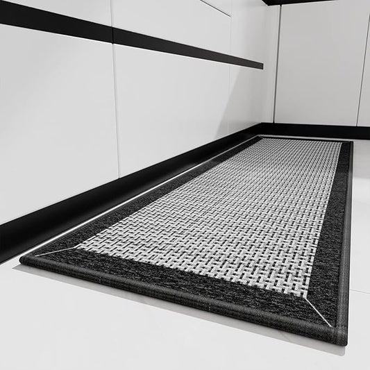 PADOOR Kitchen Mats for Floor, Kitchen Rugs Non Slip Washable, Rubber Backed Kitchen Runner Super Absorbent Kitchen Floor Mat Sink Rug, 25”x59” Black