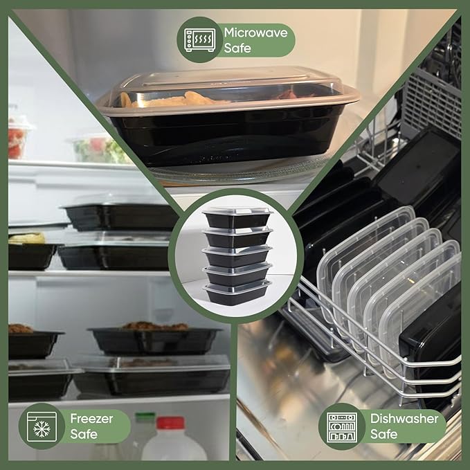 24 oz 150 Pack Meal Prep Containers BPA Free Leakproof Stackable Food Storage Containers with Lids, Microwave & Dishwasher Freezer Safe Reusable To Go Containers Bento Box Style Take Out Clear Plastic
