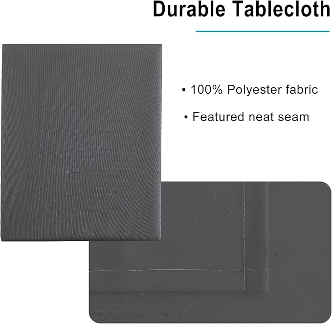 Hiasan Rectangle Tablecloth Grey - Wrinkle Resistant and Waterproof Washable Polyester Fabric Table Cloth for Dining Party and Outdoor Use, 70 x 120 Inch