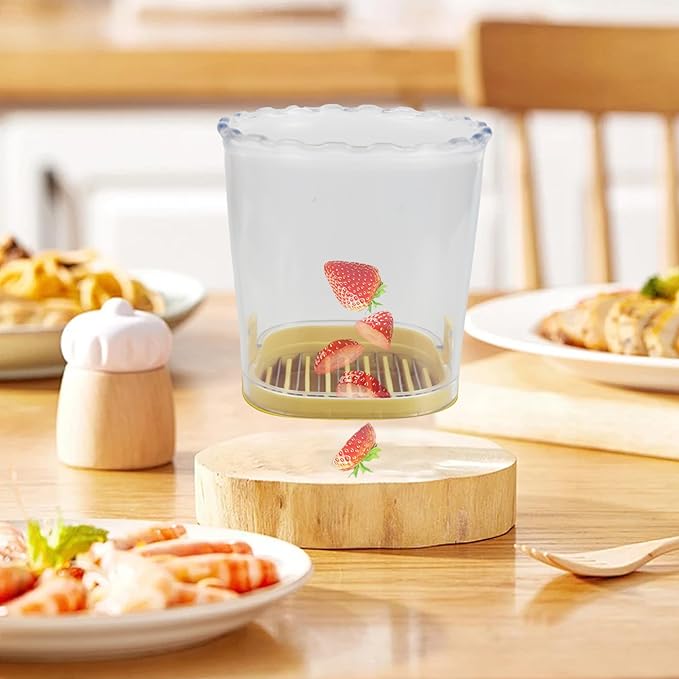 1Pcs 2.95 inch yellow grape cutter egg slicer strawberry slicer fruit slicer,fruit cutter strawberry cutter for slicing Strawberry,Grape,Banana,Kiwi,Mushroom,Boiled Egg into neat slices.