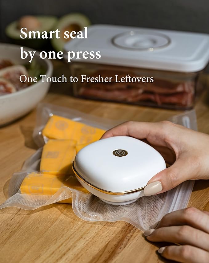 ChefGlory SealPro Compact Food Vacuum Sealer, 30 Bags Included (White)