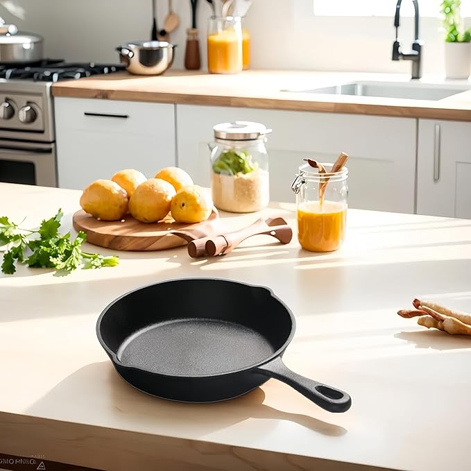 JSY Sun Cast Iron Frying Pan, 10 inch Skillet Frying Pans with Iron Handle for Gas, Induction, Oven, Grill - No Coating, Chemical-Free, Oven Safe, Virgin Iron