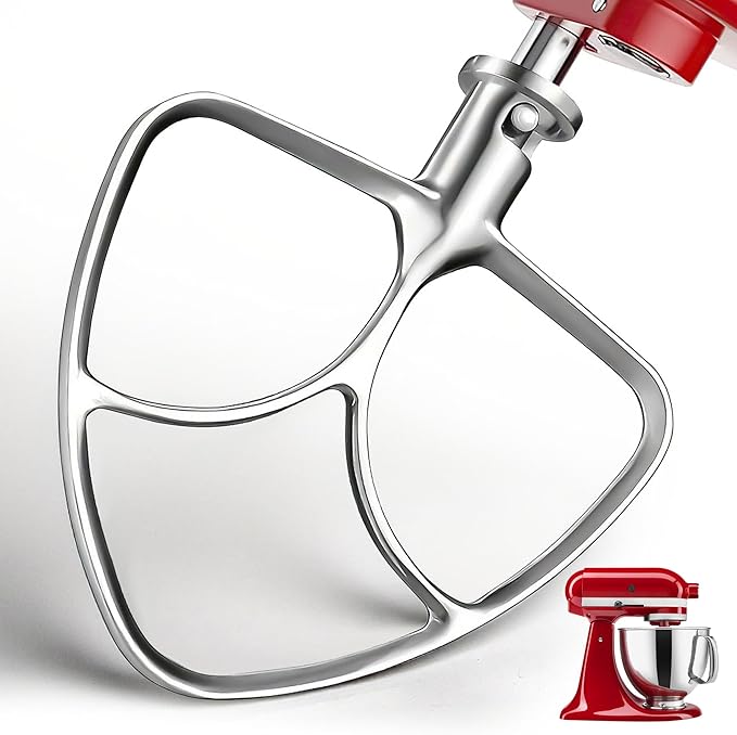 KAROXY Stainless Steel Flat Beater for KitchenAid 4.5 & 5.0 Qt Tilt-Head Mixer, Paddle Attachment for K45SS, Dishwasher Kitchen Aid Paddle Replacement Attachment