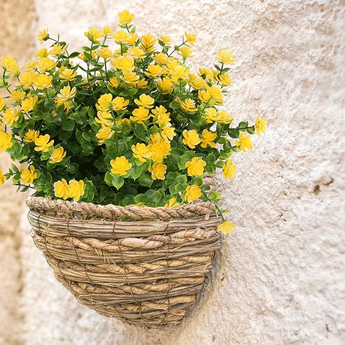 24PCS Artificial Flowers, Fake Artificial Greenery UV Resistant No Fade Faux Plastic Plants for Wedding Bridle Bouquet Indoor Outdoor Home Garden Kitchen Office Table Vase(Yellow)