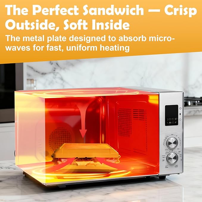 Microwave Sandwich Maker, Microwave Toaster with Adjustable Silicone Strap, Removable Non-Stick Microwave Grilled Cheese Maker, Microwave Grill Crispy, Melted in Minutes for Travel, Office, Dorm, Home