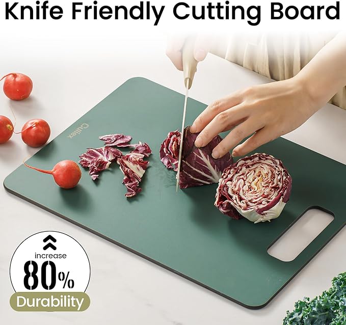 Culiex Wood Fiber Cutting Board 2-Pack, Composite Chopping Boards for Kitchen, Dishwasher Safe, Non-Toxic, High Density, Knife Friendly, BPA Free, Non-Slip Feet for Cutting Meat, Vegetables, Fruits