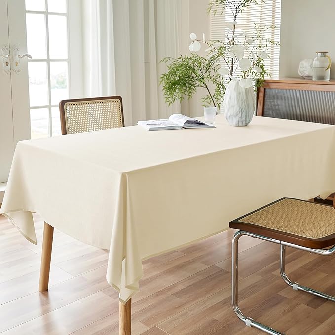 AUSSPVOCT 2 Pcs Textured Linen Table Cloth for Rectangle Table - 52x70 Inch Cloth Tablecloth Rectangular Waterproof Washable Fabric Dining Table Cover for Christmas Holiday Party Kitchen Decor