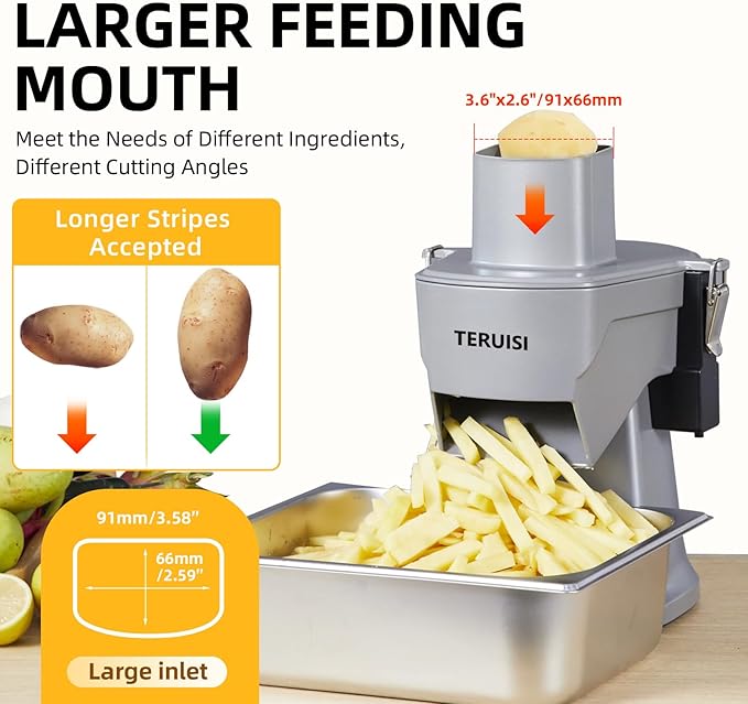 TERUISI 4-In-1 Electric Vegetable Chopper, 200W Vegetable Slicer Food Processor, Veggie Food Cutter With Slicing Shredding Dicing And Striping Function For Commercial Home Use