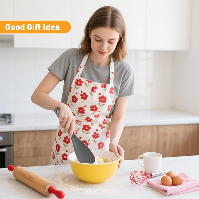 Multifunction Cooking Spoons for Nonstick Cookware, Seamless Design Silicone Spatula Spoon for Mixing, Scoop and Scrape, Dishwasher Safe, 2 Pack, Gray