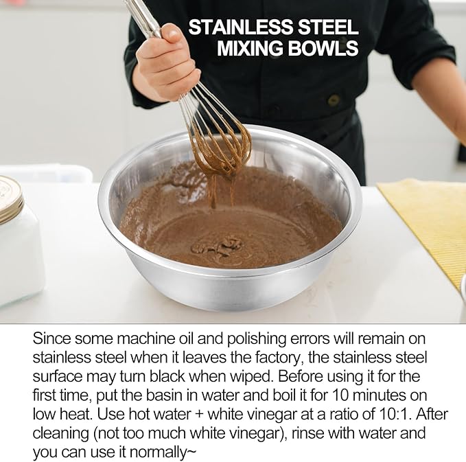 10 Pcs Stainless Steel Mixing Bowls Set 13 Qt Extra Large Bowl Salad Bowl Basin 16 Inch Stackable Large Metal Mixing Bowls for Dishwasher Mirror Polish Bowls for Home Kitchen Cooking Baking Supplies