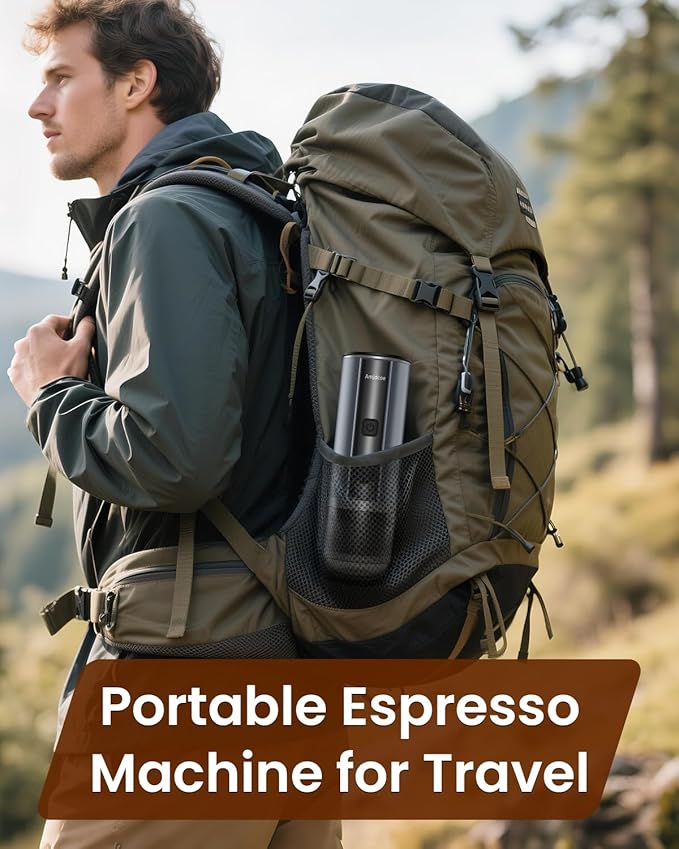 Amjdcoe Portable Espresso Maker, 20 Bar Electric Espresso Machine for Travel, Camping, Rechargeable USB-C Mini Coffee Maker for NS Capsule Pods and Ground Coffee, Gray