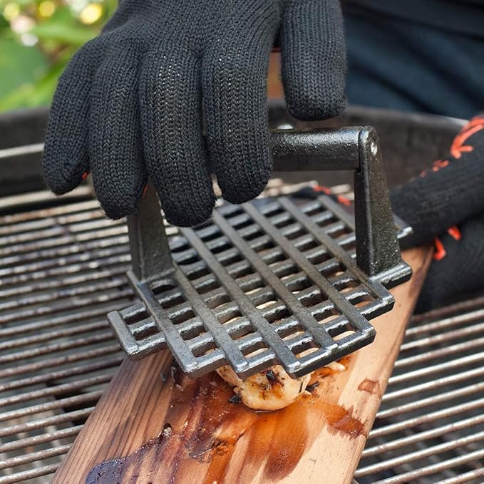 Charcoal Companion CC5159 Cast Iron Grill Marks Press