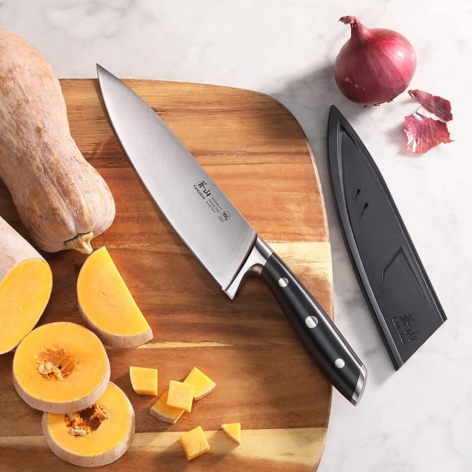 Cangshan ALPS Series 502735 German Steel Forged 8-inch Chef's Knife with Sheath, Black