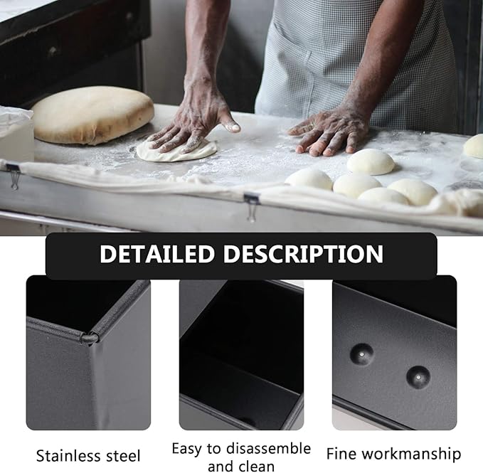 Luxshiny Pullman Loaf Pan with Lid: Non-Stick Bread Toast Box Mold with 5 Holes Design for Homemade Bread - 1.65LB Dough Capacity