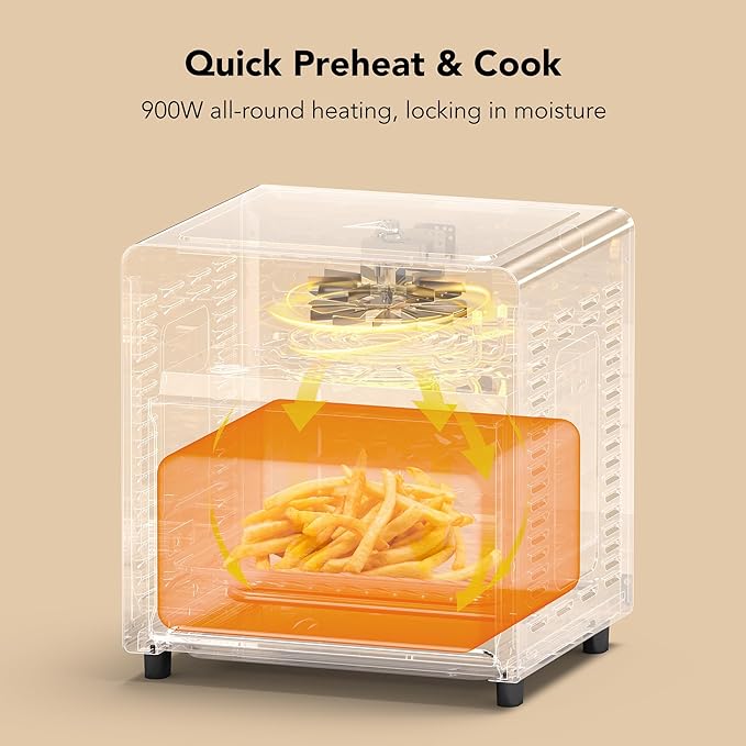 8.5QT 5-in-1 Toaster Oven Air Fryer Combo, Stainless Steel, Fast Preheat, Ideal for Small Spaces, Travel & Family, Healthy Cooking Included