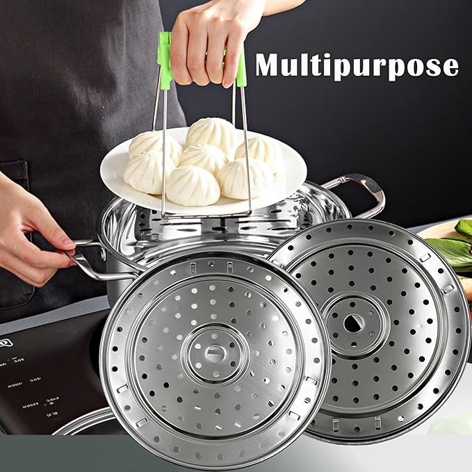 5 Sizes Stainless Steel Food Canner Rack, Pressure Cooker Steamer Rack with Detachable Legs, Large Round Pot Steaming Tray for Baking Cooking Steaming for Steaming Eggs, Seafood