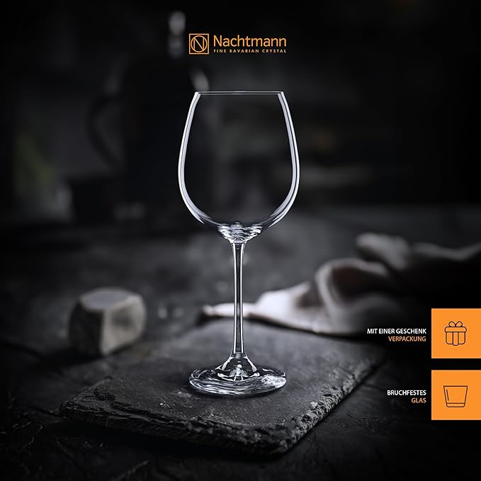 Nachtmann Vivendi 25 oz Red Wine Glasses – Set of 4 Lead-Free Elegant Crystal Stemware with Long Stems & Thin-Walled Tulip Shape, Ideal for Cabernet, Pinot Noir & Bordeaux, Break-Resistant
