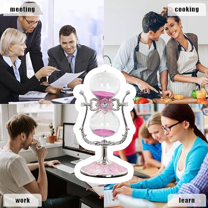 Sand Timer 15 Minutes,Hour Glass,Metal Vintage Hourglass,Hourglass Decor,for Home Decoration Office Desk Wedding Party Decor Kitchen Timer (U-Shaped, 15 Min)