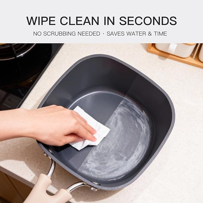 1.5QT Saucepan with Lid, Nonstick Ceramic Coating, PFAS & PFOA-Free, Induction Compatible, Dishwasher Safe, Stay-Cool Handles, Durable Scratch-Resistant Design