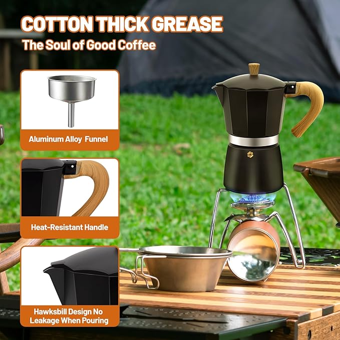 DITOSH 9 Cup Aluminum Espresso Stovetop Moka Pot Express Coffee Maker Percolator Italian Classic Mocha Coffee Machine for Italian and Cuban Cafe Brewing for Home & Camping 450ml 15oz
