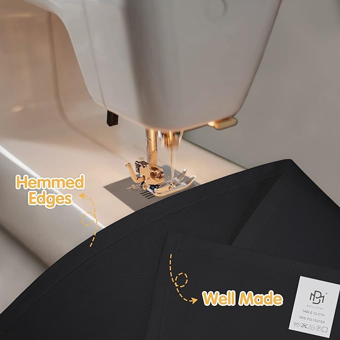 BRILLMAX 10 Pack Black Tablecloths 70 x 120 Inch for 6ft & 8ft Rectangle Tables - 150 GSM Polyester Fabric, Universal Fit, Water, Stain & Wrinkle Resistant Cloth Cover for Wedding Reception Banquet
