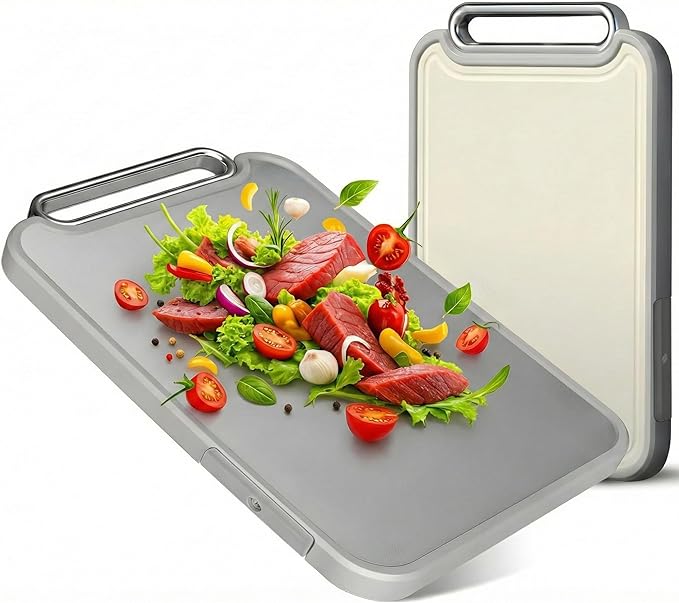 PLATEVIA Titanium Cutting Board for Kitchen – Dual-Sided Scratchless Pure Titanium & PP Surface, Non-Slip, Rust-Proof, Odor Resistant, Dishwasher Safe Premium Chopping Board for Meat & Vegetables