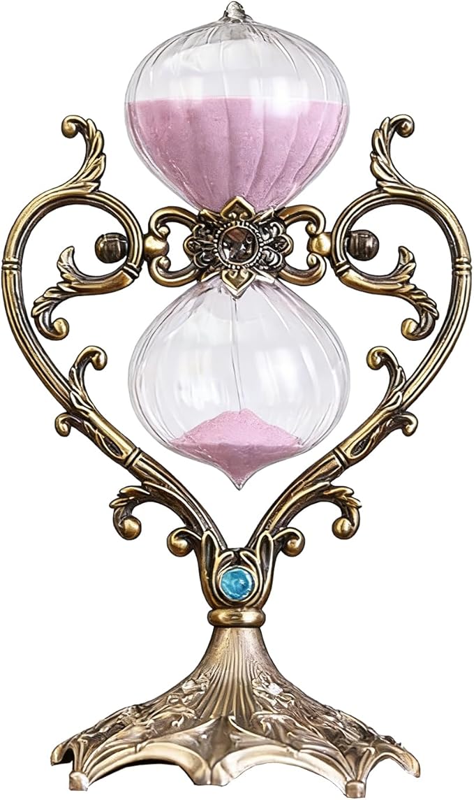 Sand Timer 30 Minutes,Hour Glass,Metal Vintage Hourglass,Hourglass Decor,for Home Decoration Office Desk Wedding Party Decor Kitchen Timer (FCopper Heart, 30 Min)