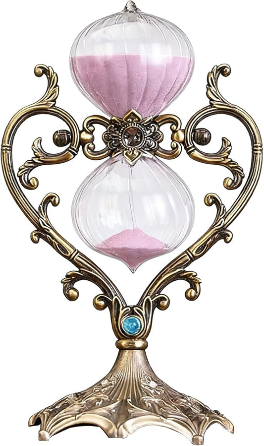 Sand Timer 30 Minutes,Hour Glass,Metal Vintage Hourglass,Hourglass Decor,for Home Decoration Office Desk Wedding Party Decor Kitchen Timer (FCopper Heart, 30 Min)