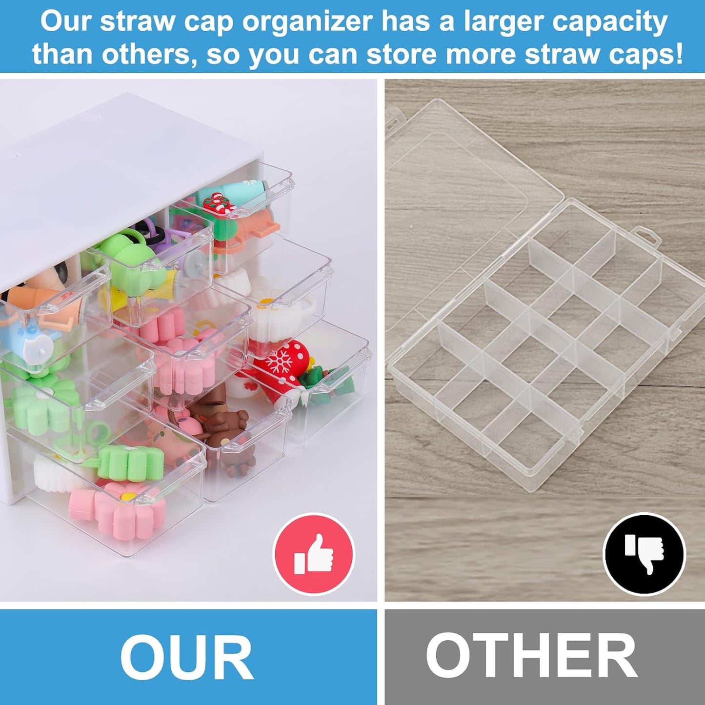 Straw Covers Organizer for Stanley Cup,Straw Toppers Storage Box for Stanley Tumbler/Yeti/Simple Modern Straw Cap Accessories 30 40oz with Handle,Straw Cover Display Holder